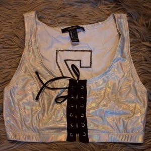Forever21 Holographic Tied Up Crop Top